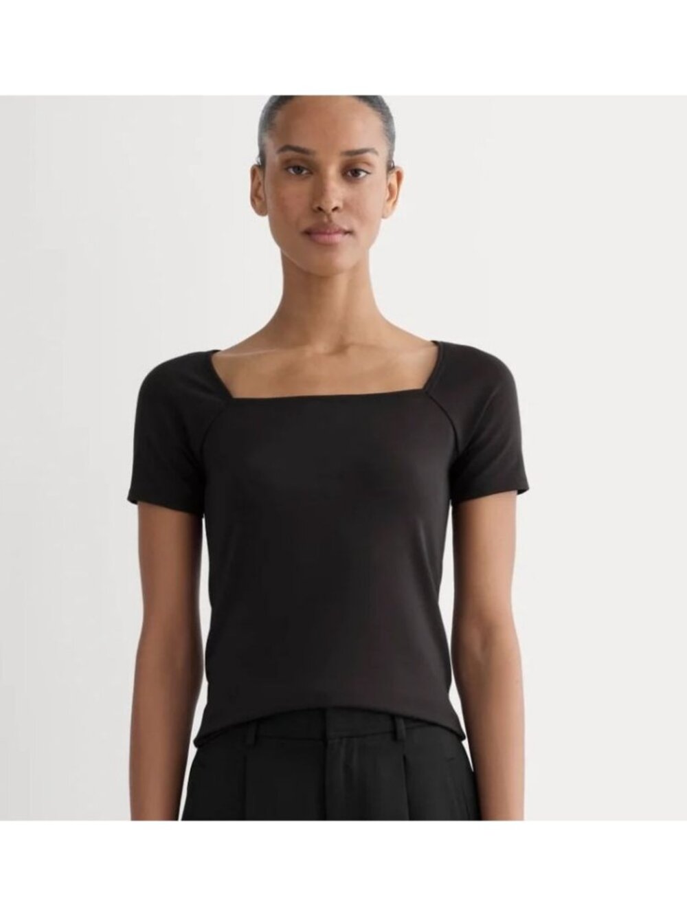 Everlane The Form Square-Neck Top Black Size Small NWT